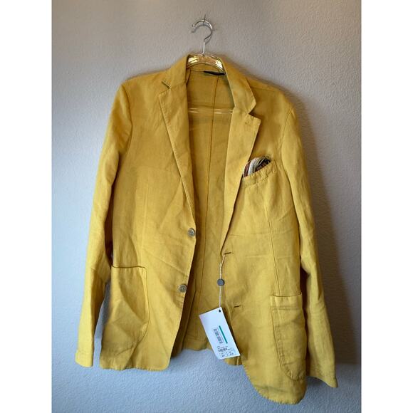 Aptco Other - NWT ATPCO Long Sleeve Notch Lapel Formal Blazer Jacket Yellow Men's Size 50 / L